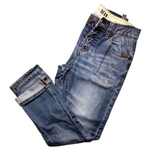 Superdry Dean Jeans Men's 30x32 Slim Fit Denim Medium Wash Whiskering Faded